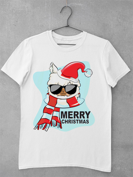 tricou llama merry christmas