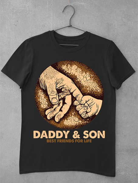 tricou negru daddy and son