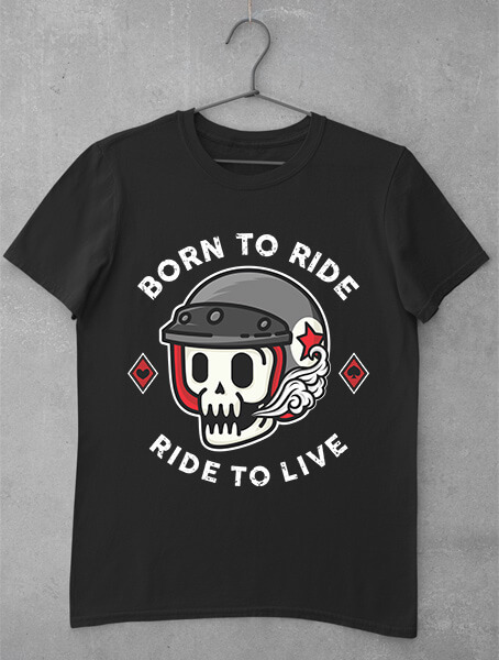 tricou born to ride head skull