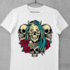 tricou girl with 2 skulls