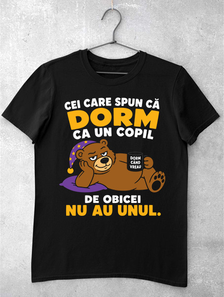 tricou cei care dorm ca un copil - negru