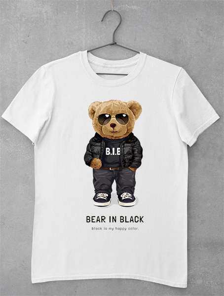 tricou teddy bear in black